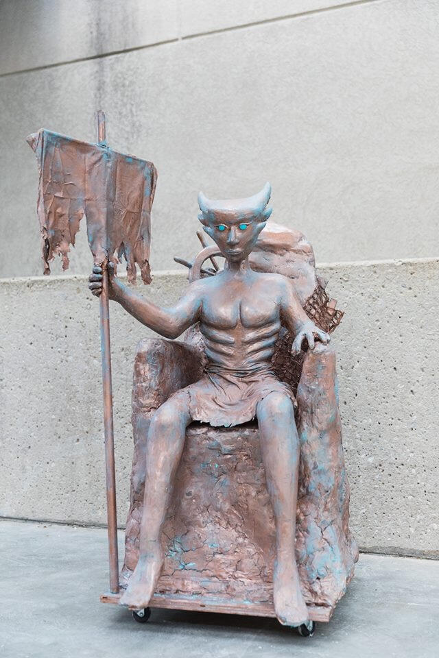 Life-Size Patinaed Underwater Ruler Sculpture